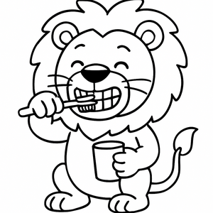 Lion Brushing Teeth