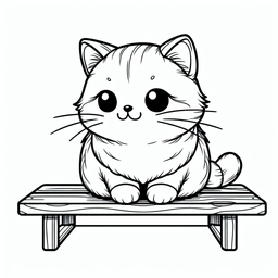 Cute Cat on Bench