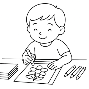 Kinder malen mit Buntstiften